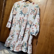 Zara The Sharon Floral Baby Doll Textured Tiered Mini Dress Small Boho Soft Girl