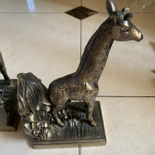2 Vintage massive Messing Giraffe Buchstützen 9x5x3,5 - Bild 4 von 8