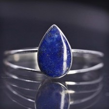 Size 8, Vintage sterling silver 925 ring, 925 band with teardrop lapis lazuli