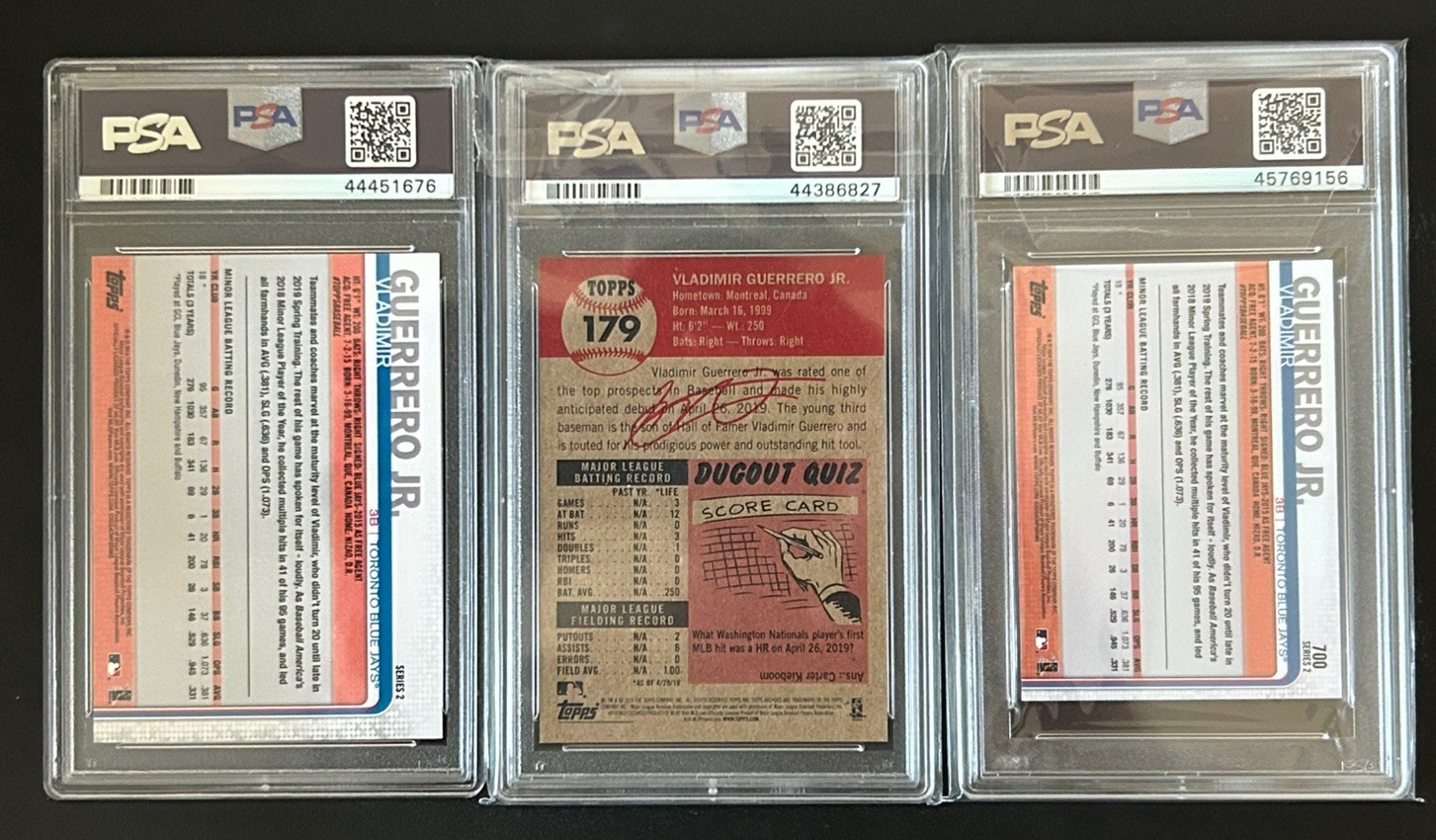 2019 Vladimir  Guerrero Jr PSA 10 Lot RC Topps Living Set Series 2 NNO Mini #700 view 2