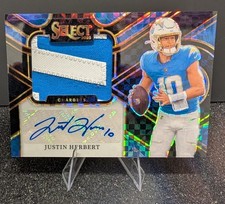 2025 Select Justin Herbert 1/1 Black Prizm Jumbo Signature Swatches Auto
