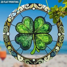 Retro Green Clover Acrylic Suncatcher Good Luck Window Hanging Ornament Gift