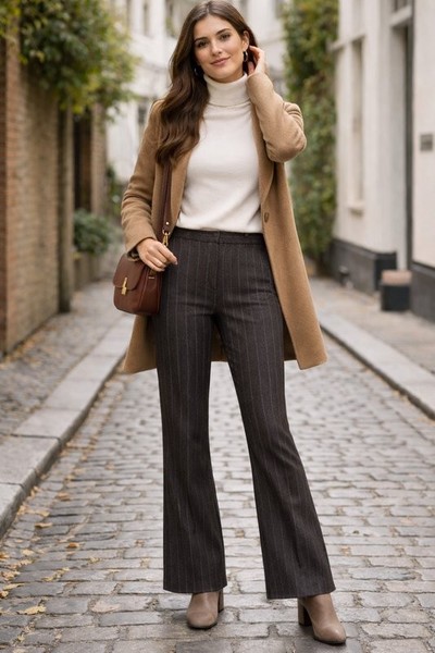 Women Boden Trousers Brown Wool 38 / M / 46
