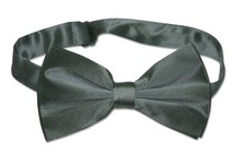 100 SILK BOWTIE Solid CHARCOAL GRAY Green Tint Mens Bow Tie for Tuxedo or Suit