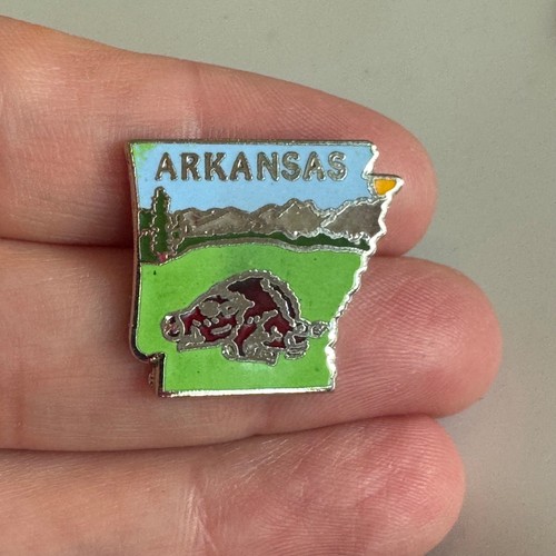 Vintag Arkansas Souvenir Enamel Lapel Pin Razorback Razorbacks Hog Mountains