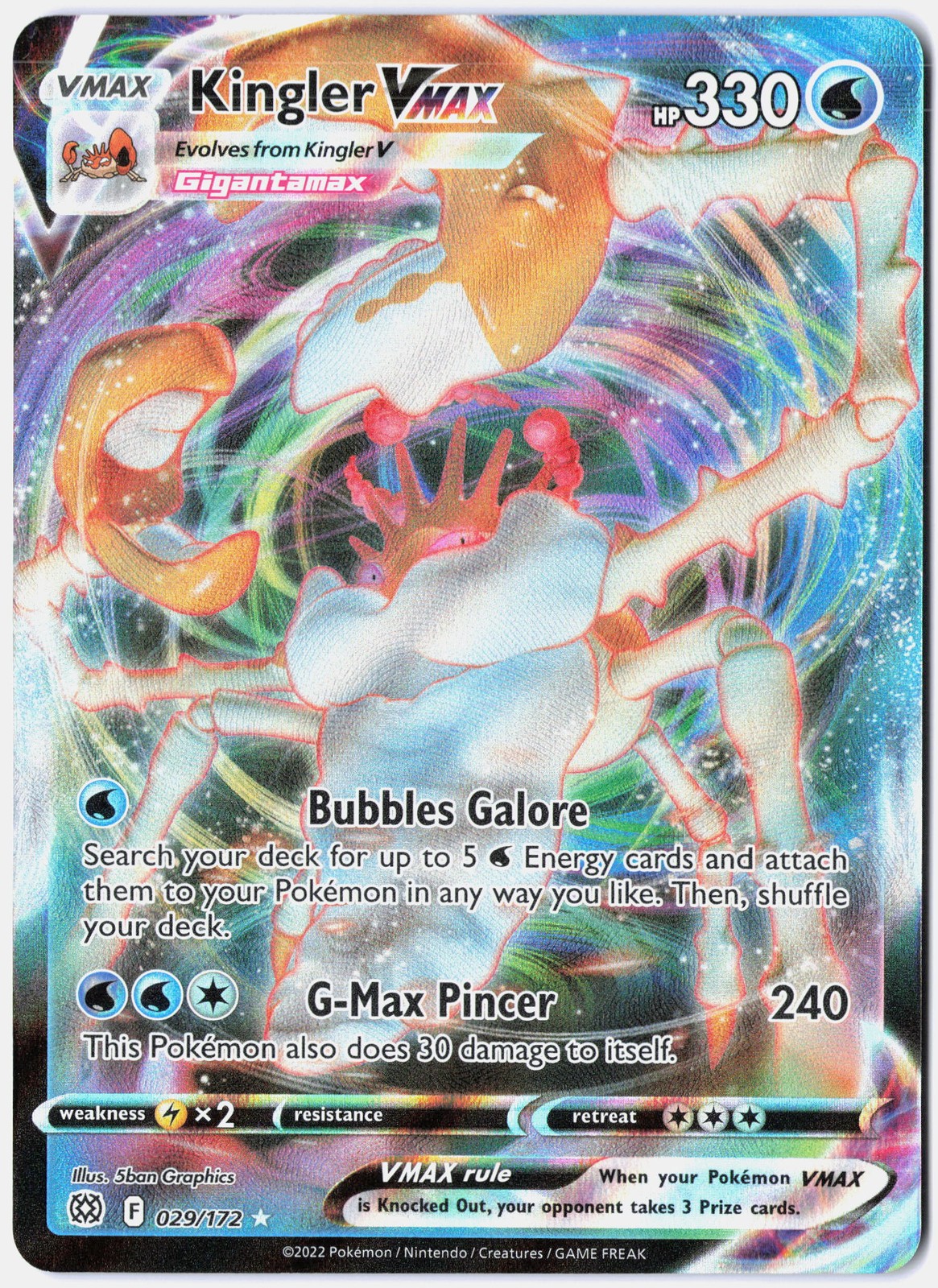 Pokemon *Kingler VMAX X1 Ultra Rare* (NM) 029/172 SWSH09: Brilliant Stars