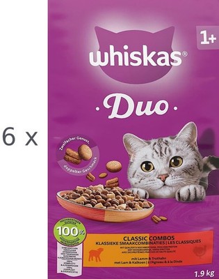 Whiskas Duo (  4,29/kg) Classic Combos mit Lamm Truthahn Katzenfutter 6 x 1,9 kg