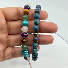Multistrand Gemstone Bead Bracelet Set - Natural Stones Layering Style