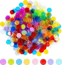 250 Durable Transparent Bingo Chips - 8 Color Educational Counting Markers