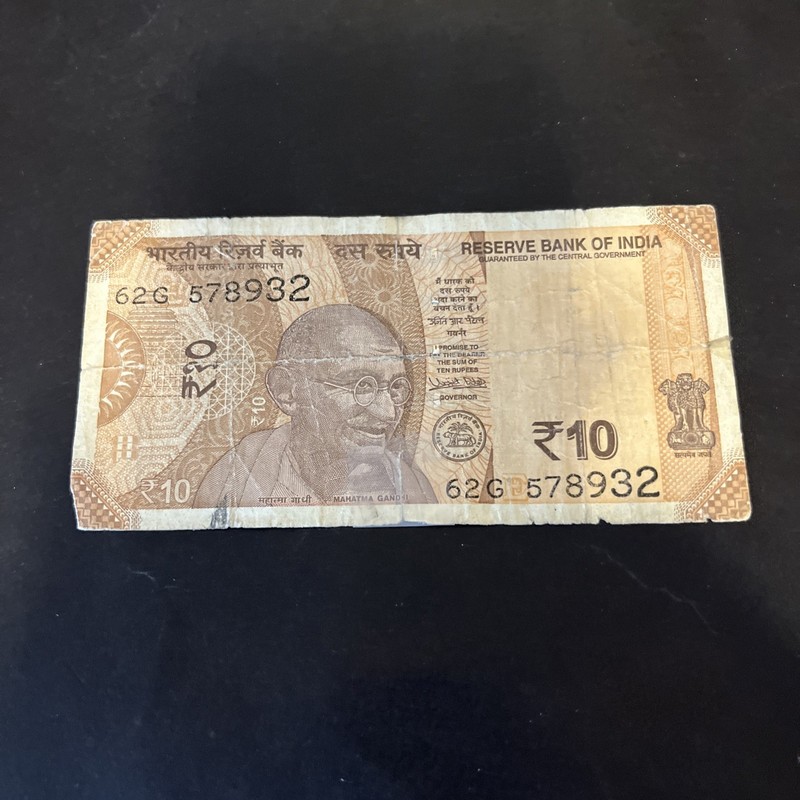 India 10 Currency Used- Lot A-83147