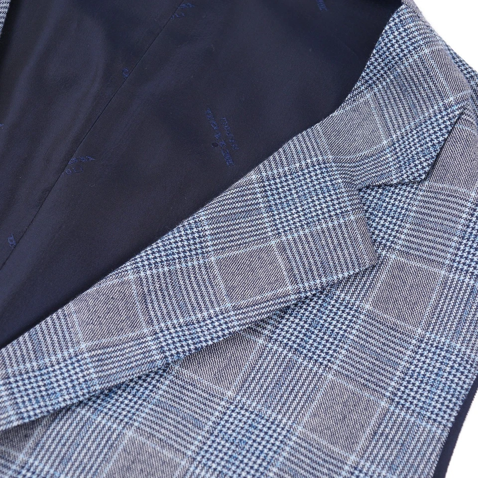 Chaleco Kiton Napoli Azul Cielo-Gris Cuadros Lana Cachemira 40 (UE 50) NUEVO CON ETIQUETAS Foto 3 de 4