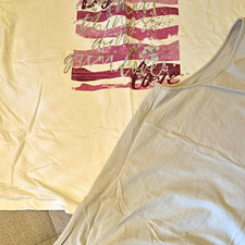 Damen T-Shirt L/XL Weiß Kurzarm grafischer P...