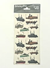 Paper House StickyPix 16 Photographic Stickers Steampunk Boats On Wheels Funky