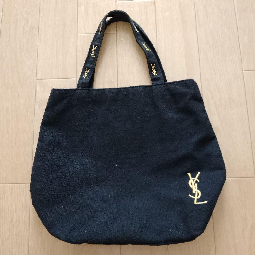 Borsa tote YSL Yves Saint Laurent ORO logo ricamato NERA