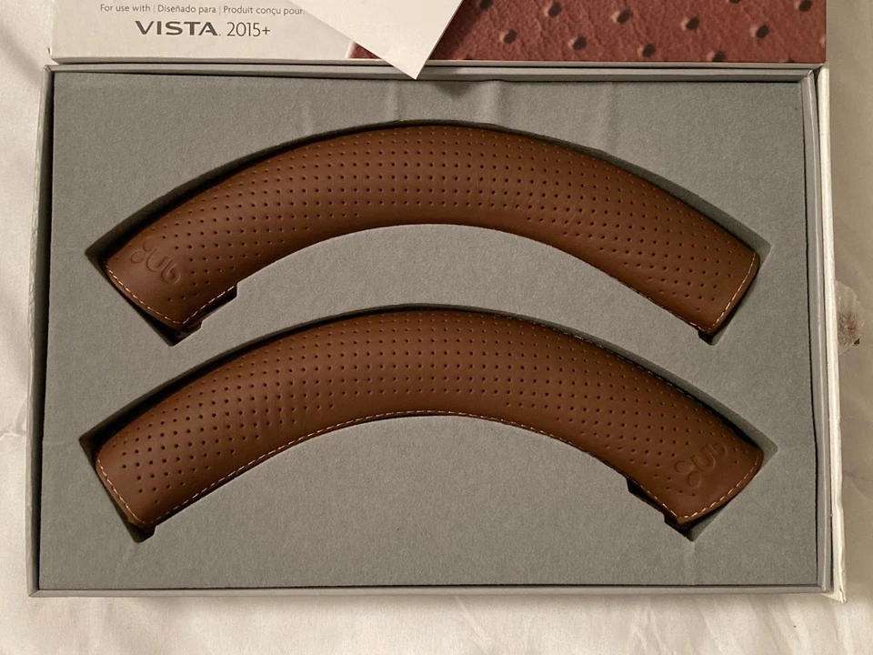 Fundas de manillar de cuero marrón UPPAbaby Vista marrón silla de montar Foto 2 de 4