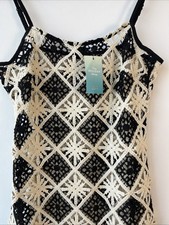 NEW LOOK - CROCHET SUMMER BEACH MAXI COVER UP DRESS - SIZE 10 - BLACK/ WHITE