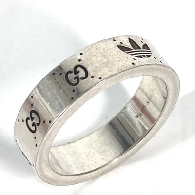 GUCCI 702766 Adidas collaboration Engraving Wide Ring AG925 Silver