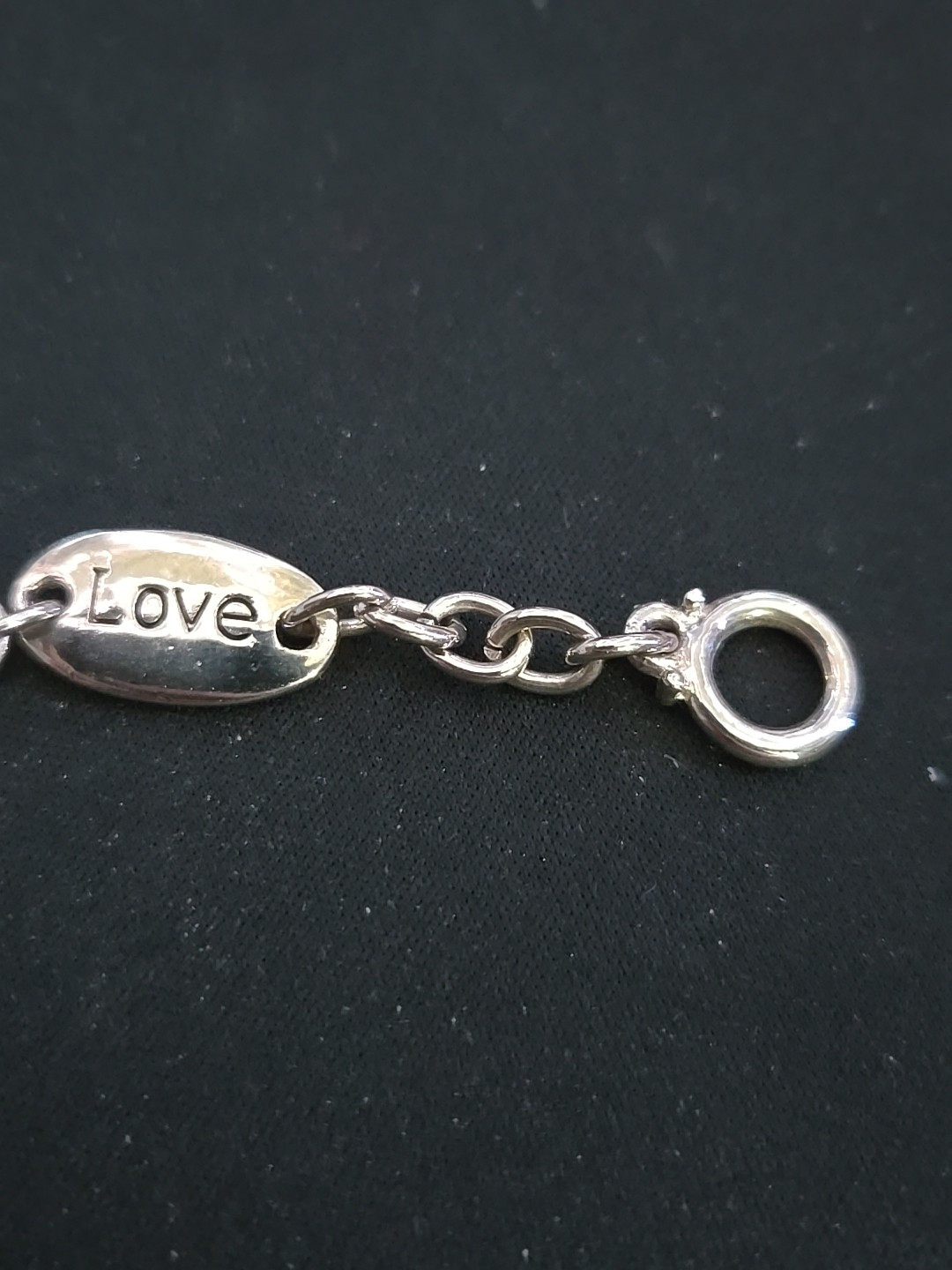 Vtg Silver Bracelet Love Family Hope Trust Joy Truth Charity Link Toggle .925