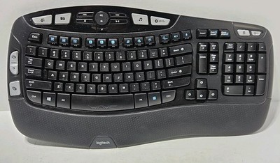 Logitech K350 Black Wave Ergonomic Wireless Keyboard NO USB Dongle Receiver