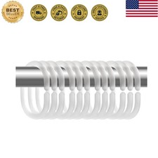 12 C-Shaped Transparent Plastic Shower Curtain Rings Curtain Hooks for Bathro...