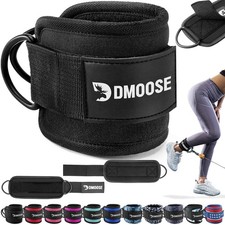 DMoose Ankle Strap for Cable Machine Attachments - Gym Single, Black - Single