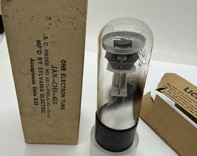 1-NOS Sylvania JAN CHS 6E5 Vacuum Tube - 1950 s Vintage Electron Ray Tuning Eye
