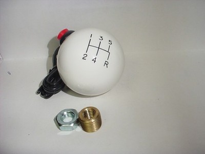 5 Speed Shift Knob w/ NOS - Line Lock button  2 1/8'' (white)