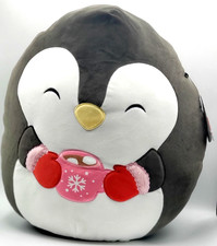 NEW Squishmallows 16 Inch Luna the Christmas 2025 Black Penguin With Hot Cocoa