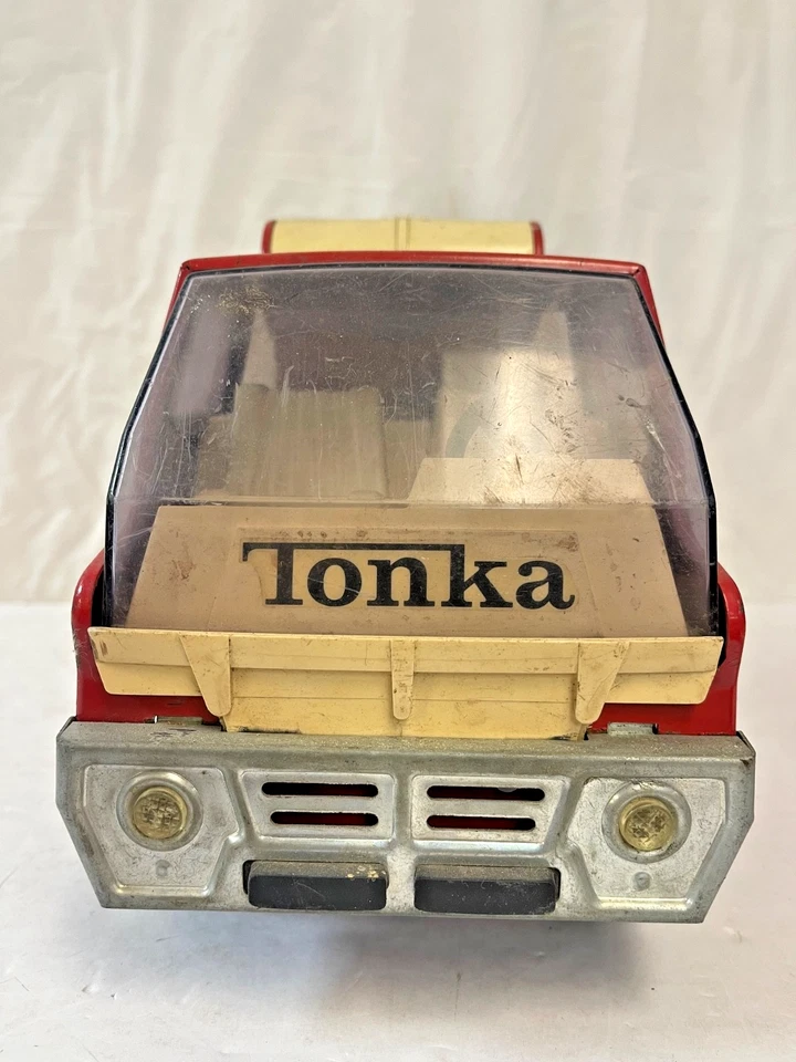 Camión mezclador de cemento rojo Tonka 1964 vintage acero y plástico Foto 4 de 4