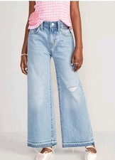 Old Navy High-Waisted Baggy Wide-Leg Jeans Girls size 7 Distressed NWOT