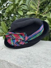 VINTAGE WPL 4384 WOOL FELT FEDORA HAT BLACK MADE IN USA