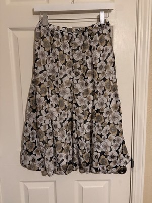 Laura Scott Low-rise Floral Mide Skirt Elastic Waist Size Small NWT Green/white