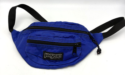 Vtg Jansport Fanny Pack 90s Waist Bag Crossbody Made USA Unisex Adjustable Blue