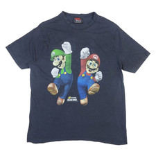 Vintage 2006 Nintendo DS New Super Mario Bros Game Promo Mario Luigi T-Shirt L