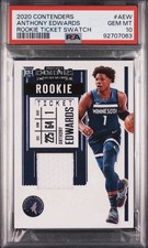Panini Contenders 2020-21 Rookie Ticket Swatch Anthony Edwards RS-AEW PSA 10