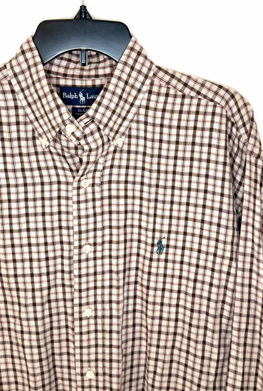 Polo Ralph Lauren Shirt Men Large Button Down Check Shepherds Gingham Blake image 2