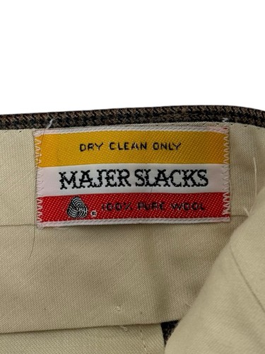 Majer Mens 34 Slacks Trousers Pants Pleated 100 % Pure Wool Vintage Brown EUC, $59.98 - Photo 11