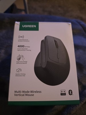 UGREEN Ergonomic Wireless Vertical Mouse 2.4G/Bluetooth 4000DPI 6-Button Mouse 