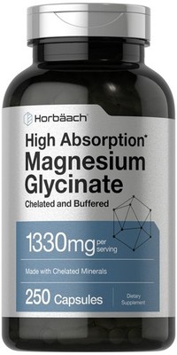 Horbaach Magnesium Glycinate 1330mg | 250 Capsules | Buffered with Chelated M...