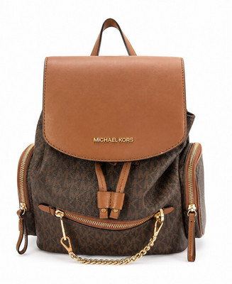 Michael Kors Women s Brown Logo Backpack Top Handle, Gold Hardware