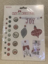 27 Pc My Mind's Eye COZY CHRISTMAS Decorative Brads w/Glitter Accents - NEW