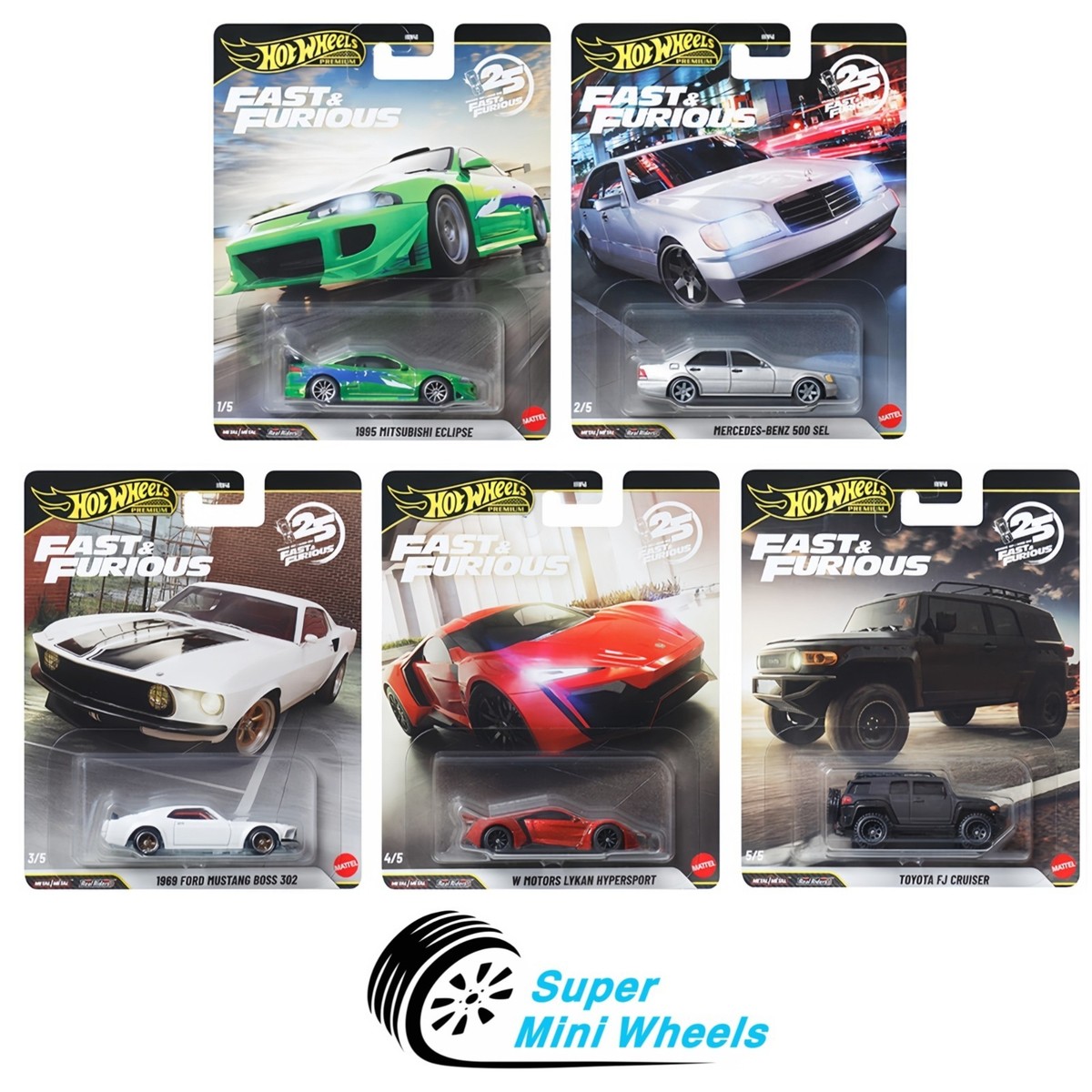 Hot Wheels 2025 Fast & Furious N Case Set of 5 Cars - Include