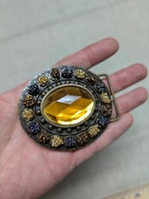 vintage Y2K belt buckle GLAM bling statement WESTERN cowboy RHINESTONE studded