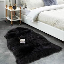 Fluffy Faux Sheepskin Rug Grey 50x80 cm Hypoallergenic Non Shedding Area Rug for
