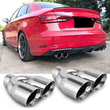 2.5" Chrom Auspuffblende Endrohr Edelstahl Doppel Für Audi A3 1996-2025 