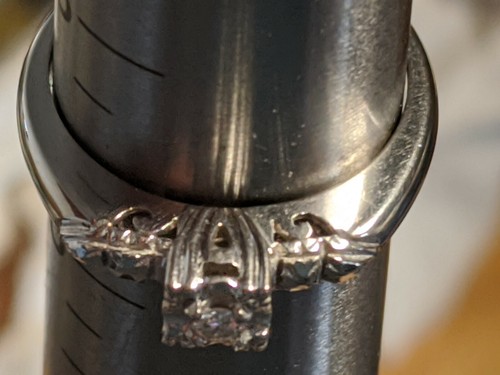 VTG 1950s 14K Art Deco Diamond Ring USA SZ 5.5 Columbia Diamond Ring Co. 2.4g - Picture 5 of 12