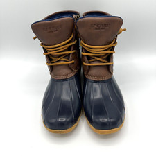 Sperry Saltwater Duck Boots Girl's Size 5M Navy  Brown Water Resistant