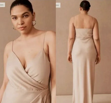 Anthropologie BHLDN Freya Satin Gown Charmeuse Maxi Dress Sz 26W Ivory  - New