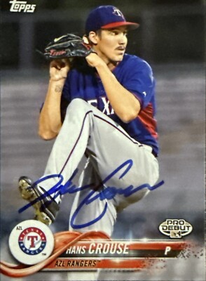 2018 Topps Pro Debut #136 Hans Crouse Rookie Texas Rangers AUTO SIGNED