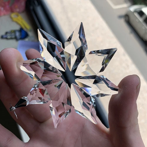 Suncatcher Fengshui Faceted Prism Clear Snowflake Car Hanging Chandelier Pendant - Picture 1 of 6